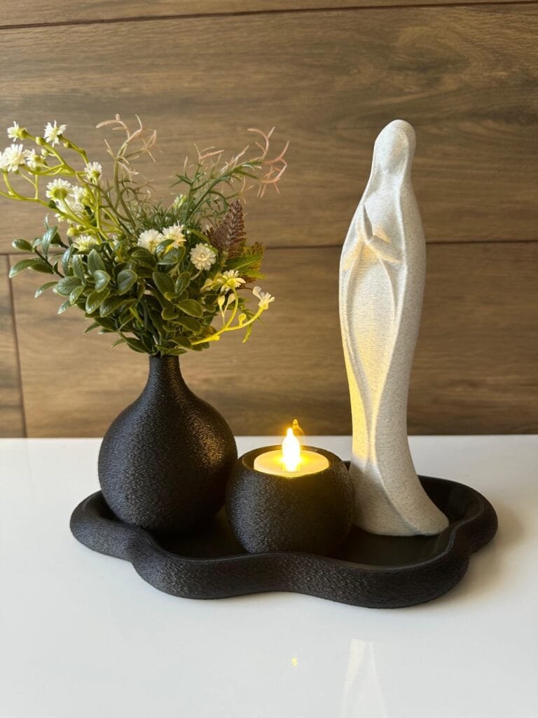 Kit Estátua Nossa Senhora Estilizada Minimalista (Efeito Pedra)