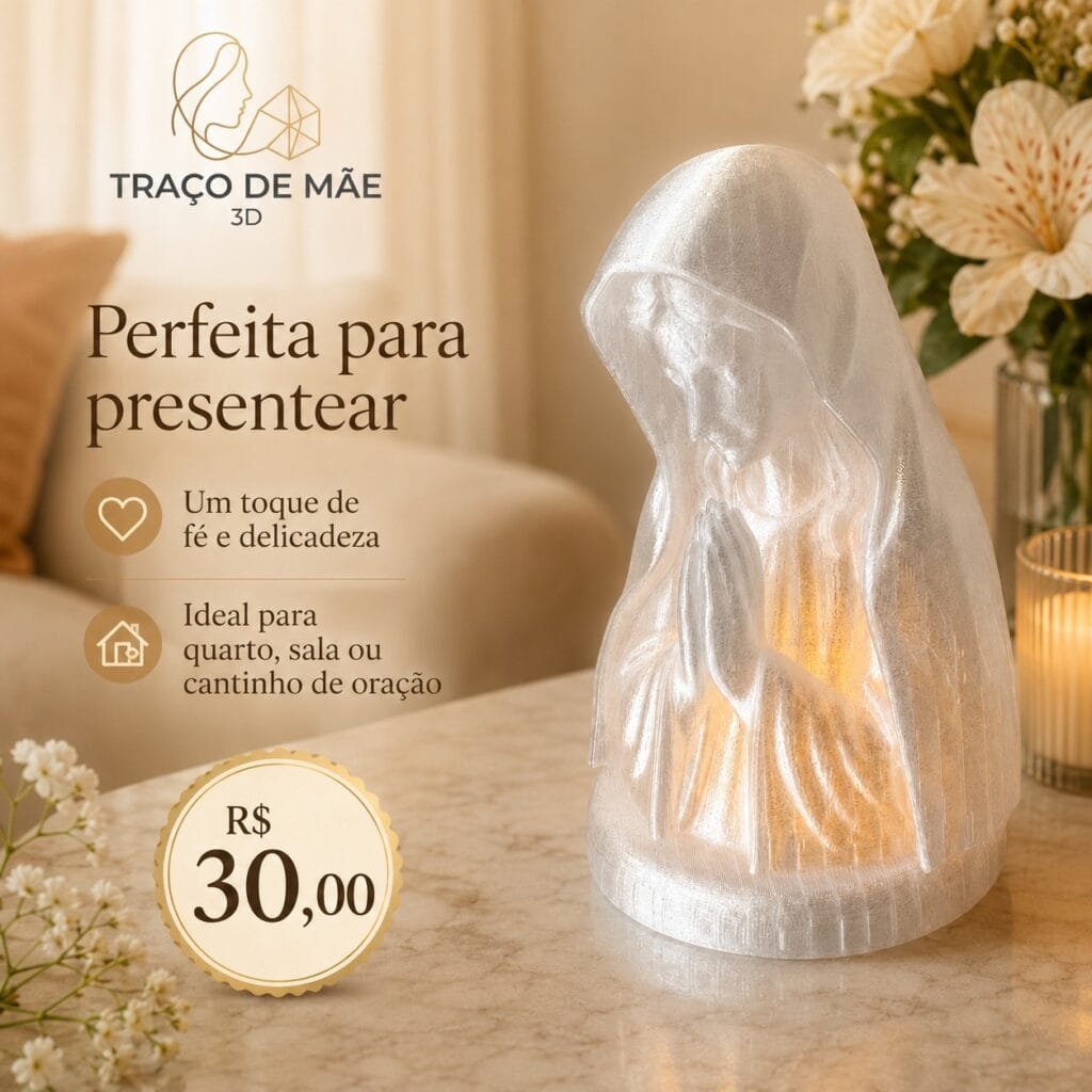 Escultura Translúcida Maria com Led