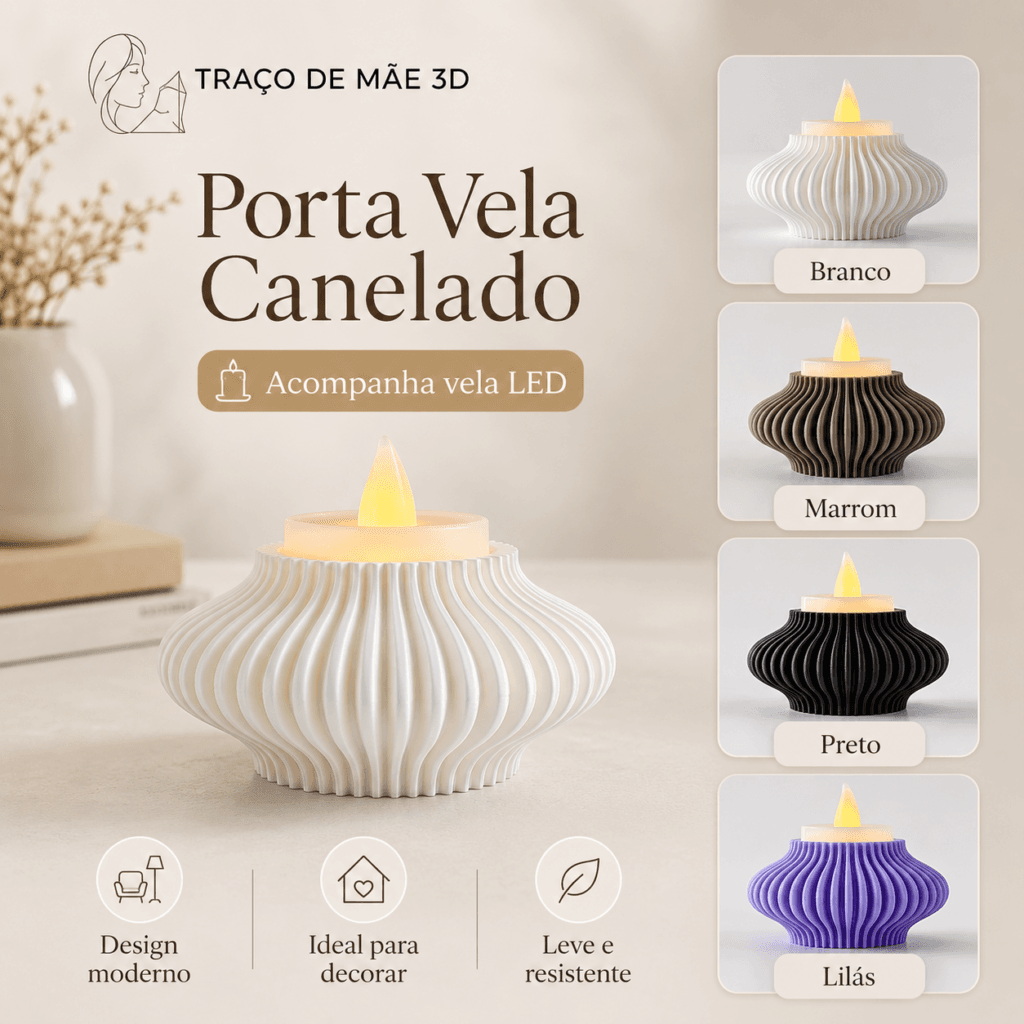 Porta Vela Coração Canelado