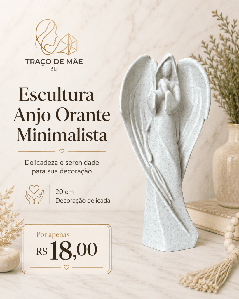 Escultura Anjo Orante Minimalista